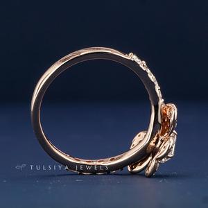 Anillo de Oro Sólido de 14K con Esmeralda y Diamante Redondo Cultivado en Laboratorio para Mujer, Joyería Fina, Gema de Aspecto Natural, Anillo de Compromiso y Boda - Product Image 6