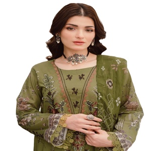 Mashaal-10 femme trois pièces Salwar Kameez costume Ramsha Vol conçu pelouse brodée pakistanaise Panjabi robe indienne pakistanaise - Product Image 1