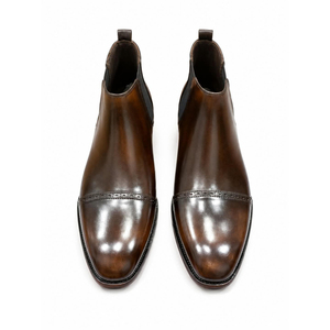 Bottes Chelsea en cuir véritable à bout pointu avec boucle, faites à la main, pour le bureau et les occasions formelles, couleur unie, couleur personnalisable pour l'automne - Product Image 2