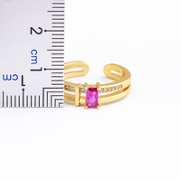 Bague ajustable QIKU en cuivre et zircon, ornée de strass roses, pour femme – Bijou de fiançailles, accessoire, cadeau d'anniversaire – Vente en gros