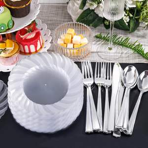 Platos de Plástico Desechables Transparentes de 6 Pulgadas para Postres, Biodegradables, Ecológicos, Resistentes, Industriales, para Pasteles, Galletas, Fiestas, Bodas - Product Image 1