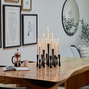 Modern <b>Black</b> 11 Lights <b>Candelabra</b> Elegant Multi Level Metal Taper Candle Holder For Dining Tables Weddings & Home Decoration - Product Image 1