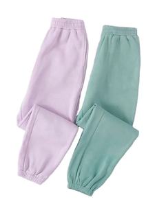 <b>Women's</b> Solid Color Fleece <b>Harem</b> <b>Pants</b> Mid Waist Elastic Loose Fit Full Length Casual Spring Style Plain Dyed Cotton Trousers - Product Image 4