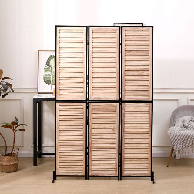 3-Panel Folding Privacy Screen Natural Wooden Room Dividers 6ft Wall Divider Room Separation Screen Room Dividers Product