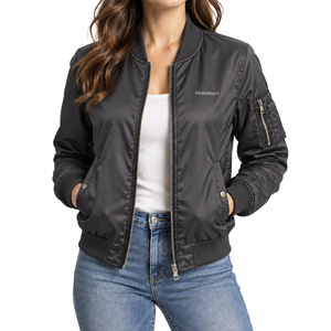 Chaqueta Bomber de Mujer con Cierre, Diseño Moderno y Acolchado, con Perlas, Transpirable, Estilo Urbano, con Remaches, de Algodón de Alta Calidad Premium - Product Image 4