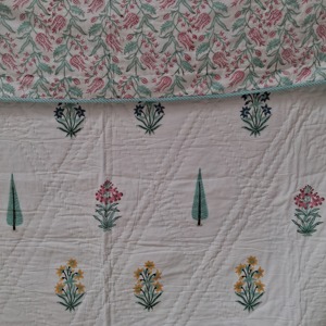 Organic Solid Reversible <b>Quilt</b> Blanket 100% Cotton Eco-Friendly Luxury Oversized Winter <b>Bedding</b> Coverlet Rajasthan Channi - Product Image 4
