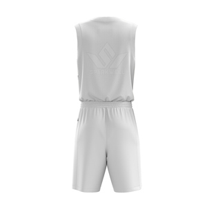 Custom Sublimated Basketball Jersey Set Men's <b>White</b> Sleeveless V-Neck Breathable Polyester All Seasons Teamwear - Product Image 2