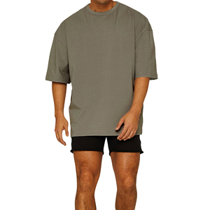 T-shirt à manches courtes col rond bleu pour homme, coupe classique décontractée, doux et confortable, haut basique pour tous les jours, 100% coton molletonné - Product Image 5