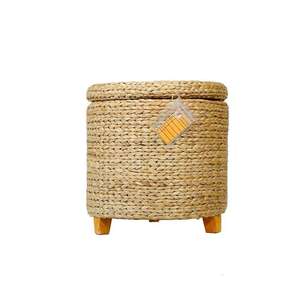 Sillón Otomano Multifuncional de Jacinto de Agua, Diseño Flexible, Hecho a Mano, Color Amarillo Oscuro, Caja Sostenible, al Mejor Precio - Product Image 4