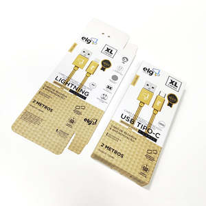 Caja plegable blanca con logo personalizado para accesorios de teléfonos móviles, cargador, cable USB y caja de cartón. - Product Image 1