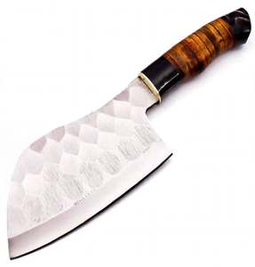 Couteau de chef forgé à la main avec manche empilé et finition diamantée - Product Image 4