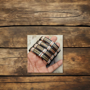 Dual Tone Vintage Handmade Solid <b>Copper</b> Cuff for <b>Bracelet</b> Leather Wrapped with <b>Magnetic</b> Energy Pain Therapy for <b>Men</b> and Women - Product Image 3