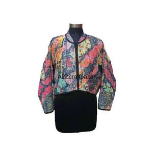 Chaqueta Gudari Hecha a Mano para Mujer, Algodón Estándar, Estilo Indio Kantha, Multicolor, Vintage, 100% Étnica, Transpirable para Invierno - Product Image 2