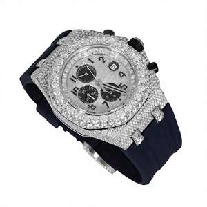 Luxury Iced Out VVS Moissanite Diamond Chronograph <b>Watch</b> Stainless Steel Hip Hop <b>Waterproof</b> <b>Men</b> Wristwatch - Product Image 1