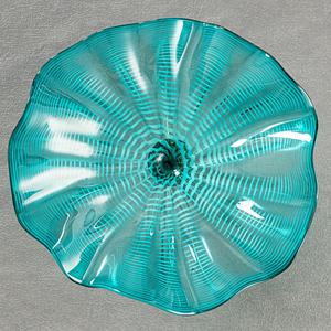 Longree 아쿠아 블루 청록색 벽걸이 형 플래터 치훌리 스타일 수제 무라노 유리 접시 벽 예술 - Product Image 1
