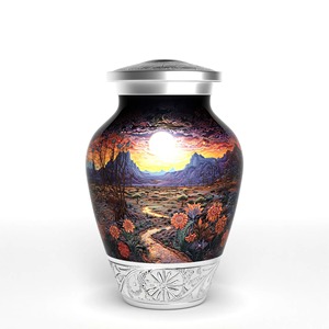 Urne funéraire marron avec loup dans la forêt d'automne, récipient commémoratif pour cendres d'adultes, urne souvenir pour cendres humaines - Product Image 5