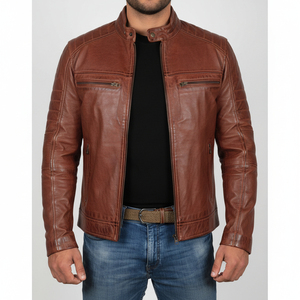 Nouvelle veste en cuir véritable pour homme, de haute qualité, style motard, avec fermeture éclair, nouvelle veste décontractée tendance, disponible dans toutes les couleurs - Product Image 6