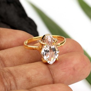 Wholesale 925 Sterling Silver Fine Jewelry Clear <b>Crystal</b> Quartz 18K Gold Plated Eternity Vermeil Minimalist Wedding Party Unisex - Product Image 1