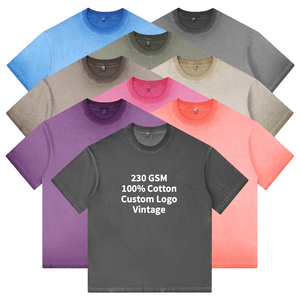 Camisetas Gráficas de Algodón 100% Estilo Urbano con Lavado Desgastado y Efecto Desvanecido, Camiseta Oversize para Hombre con Lavado Ácido - Product Image 1