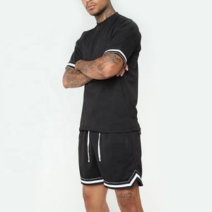 ชุดเสื้อยืดพิมพ์ลายแถบด้านข้างสำหรับผู้ชายชุดเสื้อผ้าแฟชั่นผ้าคอตตอนสองไซส์2025ใหม่ฤดูร้อน - Product Image 1