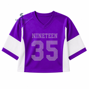 NCNW Sorority Women's Bling Football Jersey V Neck <b>Short</b> Sleeve <b>Mesh</b> Panel Moisture Wicking Performance Team Jersey - Product Image 1