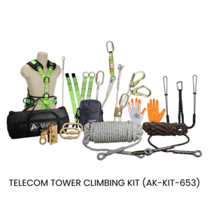 Kit de protection contre les chutes, harnais complet, corde de sécurité, mousqueton, abaisseur, gants, sac de transport pour l'escalade - Product Image 1