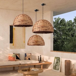 Natural Woven Water Hyacinth Lampshade for Home Patio Decor Lighting Pendant <b>Light</b> Lamp Cover Made in Vietnam - Product Image 4