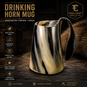 Mug en corne de bœuf noir fait main de haute qualité avec poignée, design classique, écologique, idéal pour les fêtes, best-seller - Product Image 1