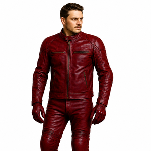 Combinaison de moto en cuir véritable Lazib Sports pour homme, veste et pantalon de motard de rue, fabricant OEM personnalisé - Product Image 1