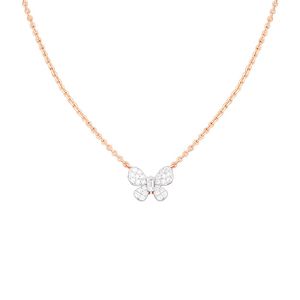 Collier pendentif papillon de luxe en or rose 14 carats plaqué or avec diamant de laboratoire taille brillant rond - Product Image 3