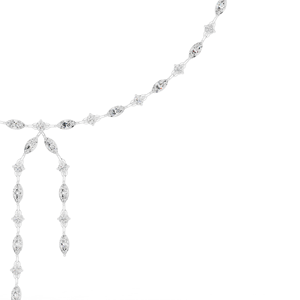 Collar Lariat de Oro Rosa para Mujer con Colgante en Forma de Y y Moissanita de Corte Marquesa - Product Image 4