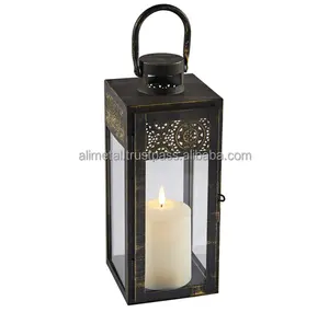 Customizable modern metal and glass lantern candle holder or electric lantern for decoration at all places