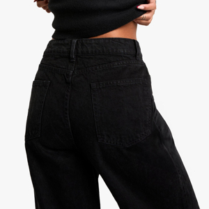 Pantalon cargo taille haute pour femme, 100 % polyester, tissu tricoté, noir uni, coupe droite, longueur intégrale, style sportif estival, avec cordon de serrage - Product Image 5