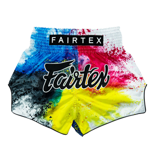 กางเกงมวยไทยพิมพ์ลาย Fairtex แบบ Sublimation ผลิตจากโพลีเอสเตอร์ 100% แห้งเร็ว สำหรับทุกเพศ เหมาะสำหรับศิลปะการต่อสู้แบบผสมผสาน คิกบ็อกซิ่ง กางเกงสั่งทำพิเศษ - Product Image 1
