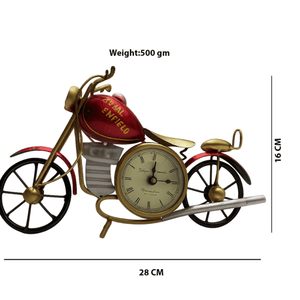 Royal Enfield Vintage Metal Bike <b>Table</b> Clock – <b>Antique</b> Red Home Décor Showpiece Colour: Red - Product Image 4