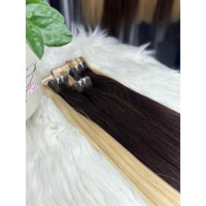 Extensiones de Cabello Adhesivas de Cabello Humano Liso Castaño Oscuro Rubio Platino Virgen Vietnamita Doble Trama - Product Image 5