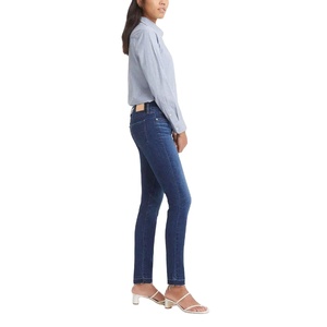 Women Mid Waist Casual Dark <b>Denim</b> Straight Jeans Regular Fit <b>Stretch</b> Breathable 100% Cotton Fashionable OEM Export Wholesale - Product Image 5