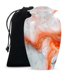 Aluminum Adult Cremation Urn Memorial <b>Ashes</b> Vessel Custom Color Commemoration Container With Velvet Pouch - Product Image 1