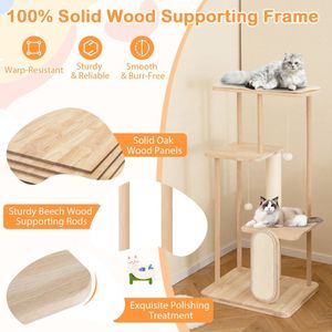 Moderna Torre per Gatti Multilivello in Legno con Tiragraffi e Palo, Alberi e Tiragraffi per Gatti - Product Image 6