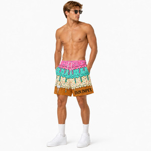 Custom Sublimation Ice Cream Print <b>Men</b> Beach Shorts Quick Dry Summer Swim <b>Trunks</b> with Zipper Pockets OEM Wholesale Shorts - Product Image 3