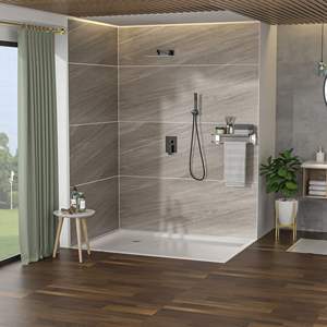 Sistema de Ducha Doble Cuadrado de 12 Pulgadas para Montaje en Pared con Válvula de Instalación Empotrada en Negro Mate - para Accesorios de Baño Modernos - Product Image 2