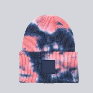 Bonnet en tricot camouflage unisexe avec empiècement en cuir sur le devant, chapeau décontracté d'hiver, style ajusté, taille adulte 56-58 cm - Product Image 6