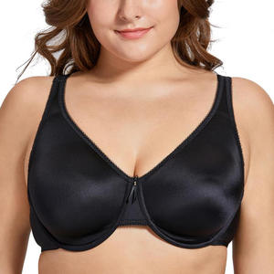 Soutien-gorge à armatures grande taille pour femme, maintien élevé, respirant, lisse, sans coutures, couvrance totale, col en V, yoga, fermetures éclair, Spandex/Polyester - Product Image 1