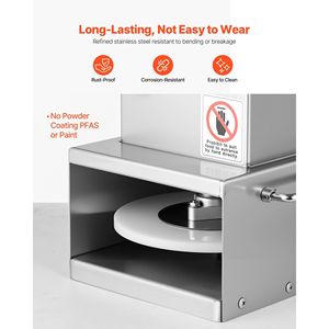 Presse à pâte à pizza électrique professionnelle de 6 pouces à épaisseur réglable, en acier inoxydable, pour boulangerie - Product Image 6