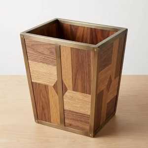 Skies Trader Boîte de rangement portable pour couverts en bois avec base métallique, organisateur carré de table avec poignée métallique - Product Image 4