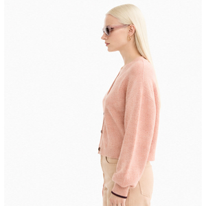 Suéter Casual de Punto Rosa para Mujer 2026, Cuello Redondo, Manga Larga, Corte Recortado, Otoño, 100% Acrílico, Anti-Pilling - Product Image 5