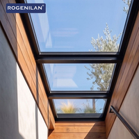 Rogenilan Fenêtre de toit à double vitrage en aluminium insonorisée sur mesure, vitrage trempé, ouverture par le haut, isolée et ventilée
