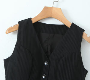 Trajes de poliéster transpirables y cortavientos para mujer, novedad 2026, elegantes, con cuello redondo, botones y hebillas metálicas, color negro, ¡gran oferta! - Product Image 3