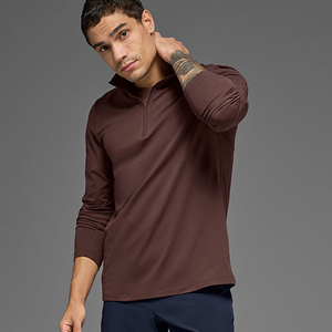 Men's Outdoor Fitness Half <b>Zip</b> Long Sleeve T <b>Shirt</b> Breathable Running Sportswear Custom Logo - Product Image 1