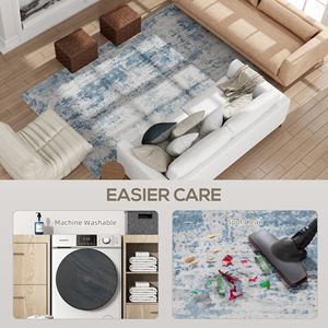 Tappeto Moderno Astratto 5x7 Antiscivolo Lavabile in Lavatrice Blu a Pelo Lungo con Tecnica 3D per Soggiorno Camera da Letto Sala da Pranzo - Product Image 6